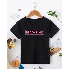 Tarz Yeri Kız Çocuk Bisiklet Yaka Baskılı T-Shirt - Siyah