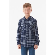 FullaModa Ekose Desenli Kapüşonlu Erkek Çocuk Gömlek