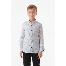 FullaModa Baskılı Kolu Katlanabilir Erkek Çocuk Gömlek