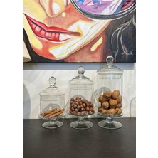 Toptan Bulurum Cylinder Kapaklı Ayaklı Sunum 23 cm Fanus Şekerlik ROYALEKS-81950