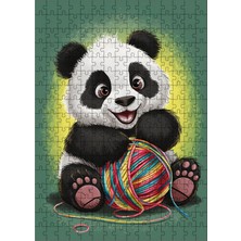 Ekart Ahşap Mdf Puzzle Yapboz Sevimli Panda ve Yün Yumağı 255 Parça 35*50 cm