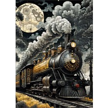 Tablomega Ahşap Mdf Puzzle Yapboz Kara Tren ve Ayışığı 120 Parça 25*35 cm