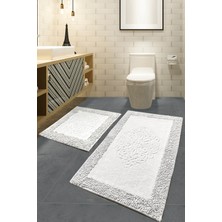 Chilai Home Piante Cotton Ekru 2'li Set 60x100 Cm 50x60 Cm Banyo Halısı, Paspas Tpmk
