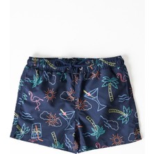 Katia & Bony Erkek Çocuk Palmiye Desenli Deniz Şortu Lacivert