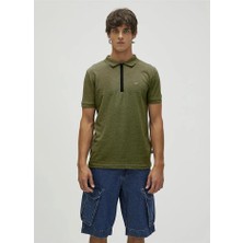 Bad Bear Cord Haki Yeşil Polo Yaka Fermuarlı Erkek T-Shirt