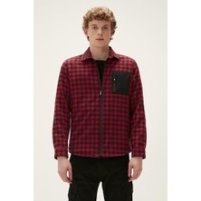 Bad Bear Liam Shirt Crimson Red Kırmızı Kareli Fermuarlı Erkek Gömlek