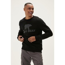 Bad Bear Logo Crewneck Erkek Siyah Sweatshirt 22.02.12.007-C01