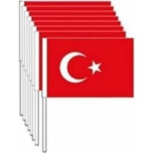 Tüftürük 80 Adet Küçük Boy Çıtalı Karton Türk Bayrağı 12 x 20 cm
