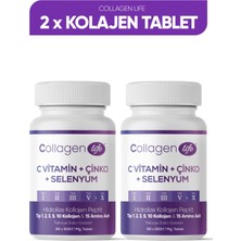 Collagen Life 5 Tip Kolajen Tip 1, Tip 2, Tip 3, Tip 5, Tip 10 ( Selenyum , C Vitamini ve Çinko ) 2 Li