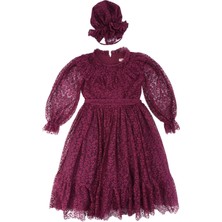 Bebelop Kız Çocuk Prenses Fırfır Yakalı Desenli Çantalı Tüllü Elbise