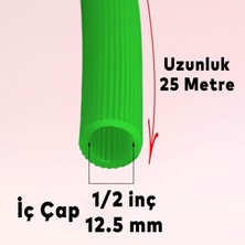 Badem10 Bahçe Çeşme Su Hortumu İç Çap 1/2 Naturel Silikonlu Sulama Araç Yıkama Hortum 25 Metre