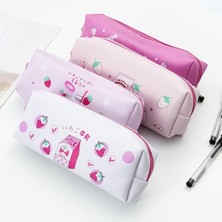 Tipbolan Heamor Kawaii Çilek Kalem Kutusu Kese Kutu Sevimli Anime Pembe Estetik Japon Çizgi Film Meyve Kırtasiye Düzenleyici Çanta Tutucu Taşınabilir Okul Malzemeleri Çilek Sütü - Çilek Içecek (Yurt Dışından)