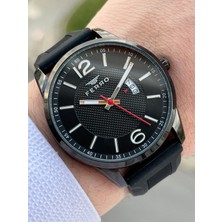 Ferro Takvimli Siyah Renk Slikon Kordon 30 mt Su Geçirmez Erkek Kol Saat EFM31359-J22