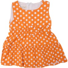 Bebelop Kız Bebek Büyük Puanlı Fiyonklu Fırfırlı Kilotlu Elbise 2'li Set