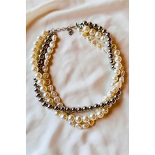 Petek Aksesuar Çoklu Inci Metalize Boncuk Kolye