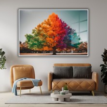 Gaagart Metal Çerçeveli Yatay Cam Tablo Renkli Çınar Ağacı Görseli