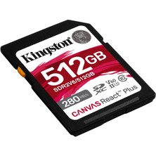 Kingston Canvas React Plus 512GB Sd Class 10 V60 Uhs-Iı Hafıza Kartı 280MB/S Okuma, 150MB/S'YE Varan Yazma SDR2V6/1TB