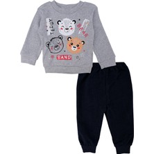 Bebelop Erkek Bebek Sevimli Ayı Baskılı 2'li Alt Üst Eşofman Takımı