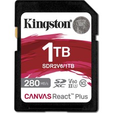 Kingston Canvas React Plus 1 Tb Sd Class 10 V60 Uhs-Iı Hafıza Kartı 280MB/S Okuma, 150MB/S'YE Varan Yazma SDR2V6/1TB