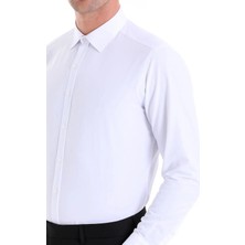 Atilla Özer Dormen Classics Kolay Ütülenebilir Slim Fit Dar Kesim Klasik Yaka Cepsiz Erkek Gömlek