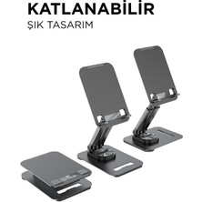 Torima JX-035 Siyah Katlanabilir, Yükseklik Ayarlı Masaüstü Telefon ve Tablet Standı Metal Tablet / Telefon Tutucu