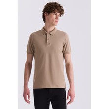 Bej Slim Fit Polo Yaka T-Shirt