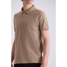 Bej Slim Fit Polo Yaka T-Shirt