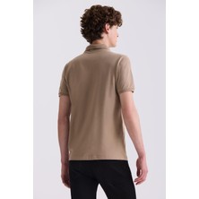 Bej Slim Fit Polo Yaka T-Shirt