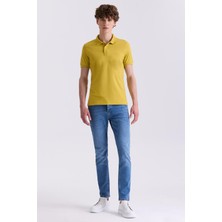Koyu Sarı Slim Fit Polo Yaka T-Shirt