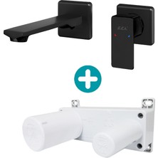 E.C.A Eca Royal Ankastre Lavabo Bataryası Sıva Üstü ve Sıva Altı Grubu Çift Rozet Mat Siyah