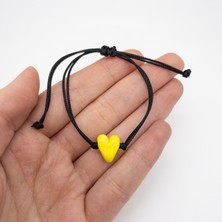 Hanecambaz Limon Sarı Murano Kalp Bileklik