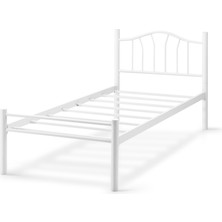 Evger K25 Beyaz Metal Karyola Tek Kişilik (90X190 Cm) Yataksız