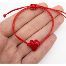 Hanecambaz Murano Mini Kırmızı Kalp Bileklik