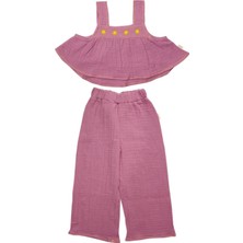 Miela Kids Flouncy Müslin Crop Set - Fuşya