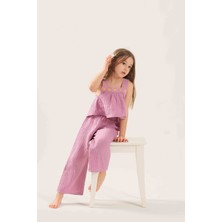 Miela Kids Flouncy Müslin Crop Set - Fuşya