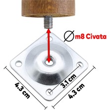 Badem10 Ahşap Sehpa Masa Puf Tv Ünitesi Ayağı Ayakları M8 Civatalı 20 Cm Bağlantı Aparatlı 8'li Set