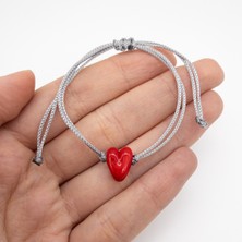 Hanecambaz Murano Mini Kırmızı Kalp Bileklik