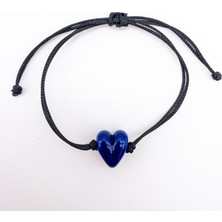 Hanecambaz Lacivert Murano Mini Kalp Bileklik