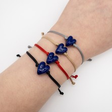 Hanecambaz Lacivert Murano Mini Kalp Bileklik