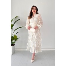 Mazi Butik Kat Kat Tasarım Elbise Bej