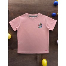 Dgk Collection Pembe Kız Çocuk Kedi Baskılı T-Shirt %100 Cotton Balıksırtı Kumaş