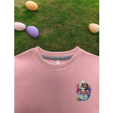 Dgk Collection Pembe Kız Çocuk Kedi Baskılı T-Shirt %100 Cotton Balıksırtı Kumaş