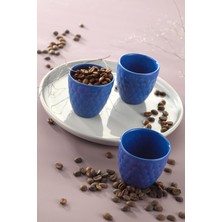 Kütahya Porselen Favo 3 Parça Kahve Seti Lacivert