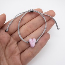 Hanecambaz Murano Pembe Mini Kalp Bileklik
