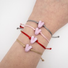 Hanecambaz Murano Pembe Mini Kalp Bileklik