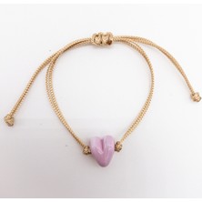Hanecambaz Murano Pembe Mini Kalp Bileklik
