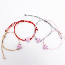 Hanecambaz Murano Pembe Mini Kalp Bileklik