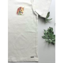 Dgk Collection Kız Çocuk Unicorn Baskılı T-Shirt %100 Cotton
