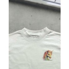 Dgk Collection Kız Çocuk Unicorn Baskılı T-Shirt %100 Cotton