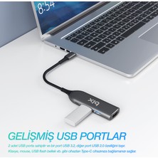 Bix BX03HB MAX 4in1 Type-C Hub 4K@30Hz HDCP HDMI, PD Port, 2x USB, Macbook Uyumlu Çoklayıcı Adaptör